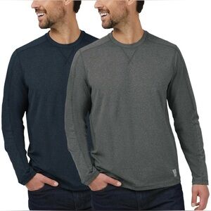Rugged Elements Men's Sueded Long Sleeve Crew Tee 2-pack Blue/Grey Large